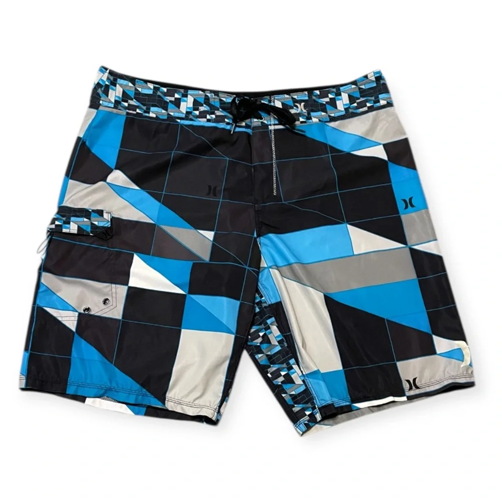 Men's Hurley Phantom Boardshorts Blue Black Size 38 Surf Beach Swim Trunks